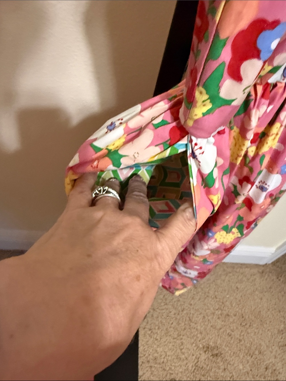 Matilda Jane 🌻Pink Floral Cotton Dress with Aqua Trim - Picture 4 of 9